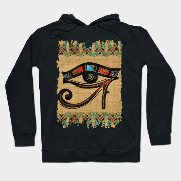 Egyptian Eye of Horus Ornament on papyrus Hoodie by Nartissima